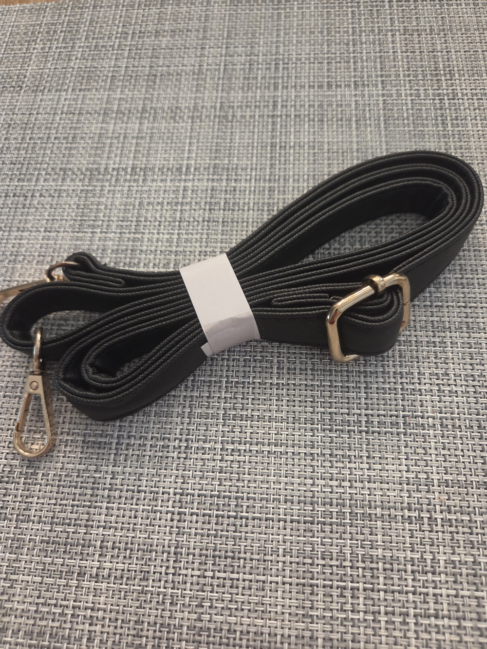 Adjustable Black Crossbody Strap with Gold Hardware